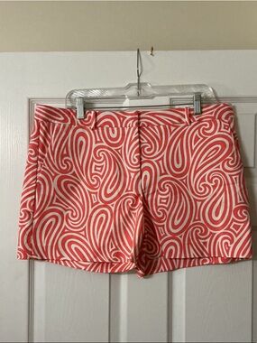 Michael Kors Coral and White High-Waist Printed Shorts